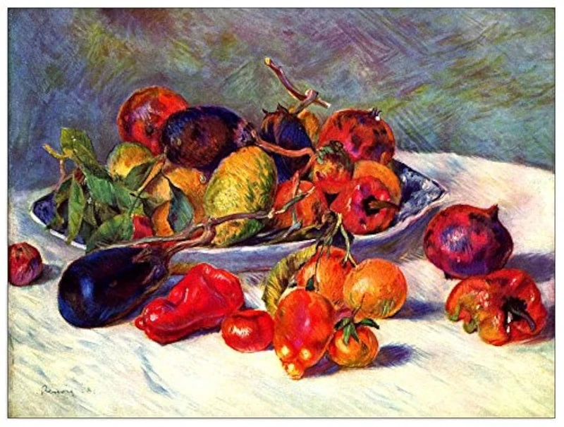 ArtPlaza Renoir Pierre-Auguste-Still life with tropical fruits Decorative Panel, Wood, Multi-Colour, 80 x 1.8 x 60 cm