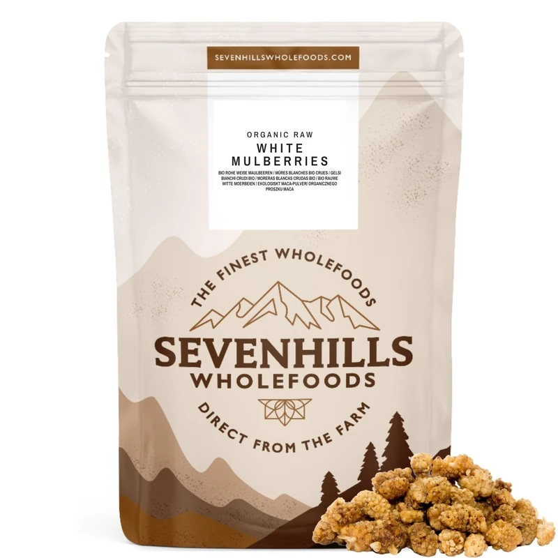 Sevenhills Wholefoods Organic Dried White Mulberries 1kg | Raw | Sweet & Nutritious | GMO-free | Gluten-free