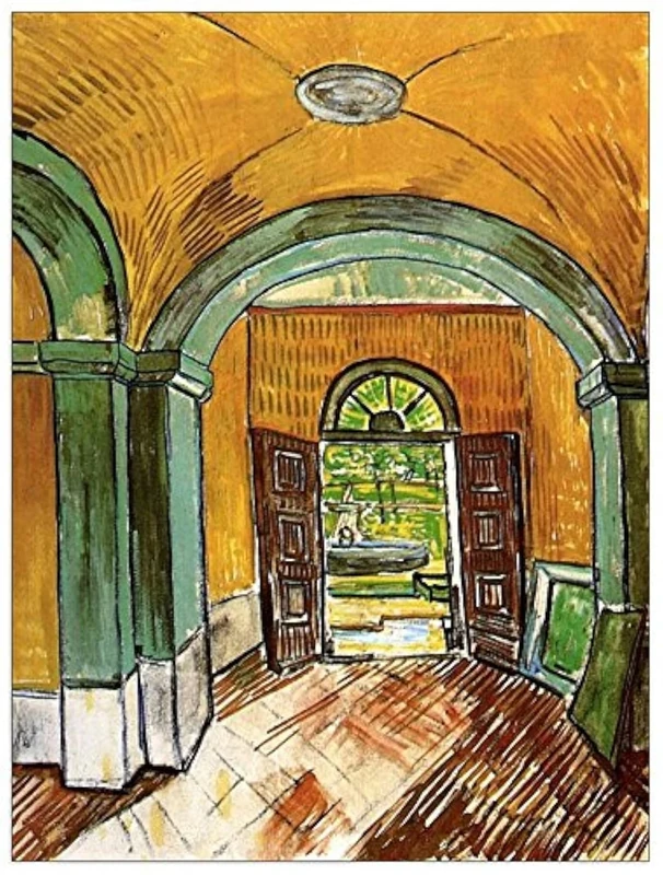ArtPlaza Van Gogh Vincent-The Entrance Hall of Saint-Paul Hospital Decorative Panel, Wood, Multi-Colour, 60 x 1.8 x 80 cm