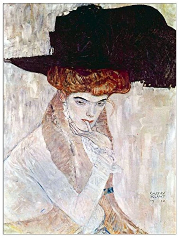 ArtPlaza Klimt Gustav-The Black Hat Decorative Panel, Wood, Multi-Colour, 60 x 1.8 x 80 cm