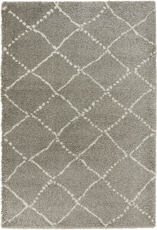 Mint Rugs Hash Rug High Pile Living Room Rug Soft Fluffy Long Pile Shaggy Flokati Diamond Pattern for Living Room Kitchen Hallway or Bedroom Grey Cream 120 x 170 cm
