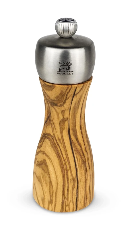 Peugeot - Fidji Pepper Mill - Adjustable Grinder - Olive Wood and Stainless Steel - 15 cm