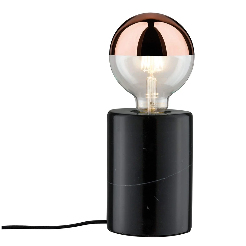 Paulmann 79600 E27 Black Table Lamp Table Lamps – (Black, Marble, Living Room, II, E27, 20 W)