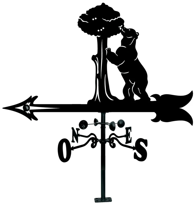 Arthifor Roof Vane with Bear Silhouette and Madridge, Matte Black