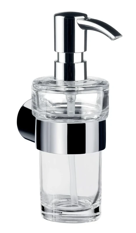 Emco FINO Liquid Soap Dispenser Clear, Glass Dipping, Chrome, HSN 842100102, Plastic, One Size