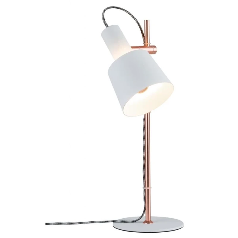 Paulmann 79658 Neordic Haldar Table luminaire max. 1x20W Table lamp for E14 Lamps Bedside lamp White/Copper matt 230V Metal Without lamp