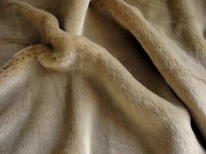 Super Luxury Faux Fur Fabric Material - Short Plush Beige, 1metre 150cm x 100cm