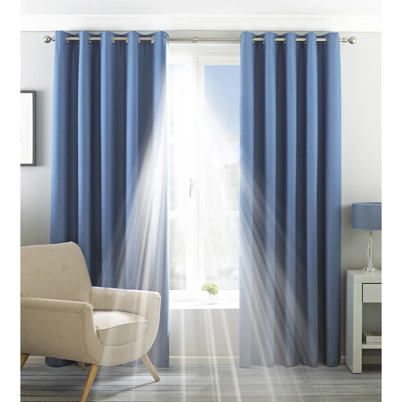 Riva Home Eclipse Blackout Eyelet Curtains, Polyester, Denim, 66 x 90 (168 x 229 cm)