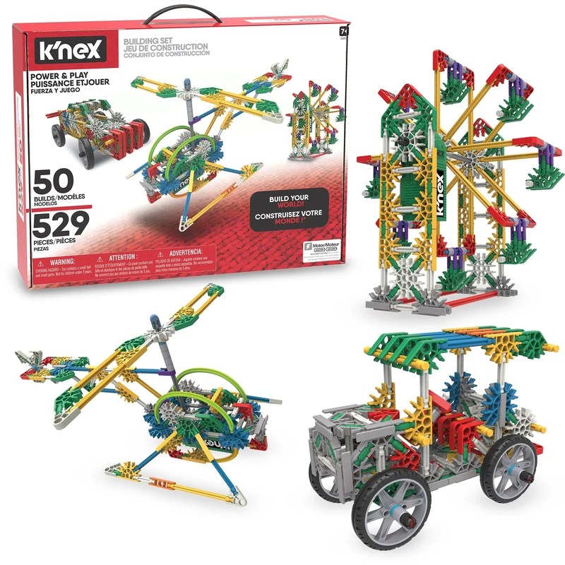 K'NEX | Power and Play Motorised Building Set | Educational Toys for Kids, 529 Piece Stem Learning Kit, Engineering for Kids, Fun and Building Construction Toys Ages 7+ | Basic Fun 23012