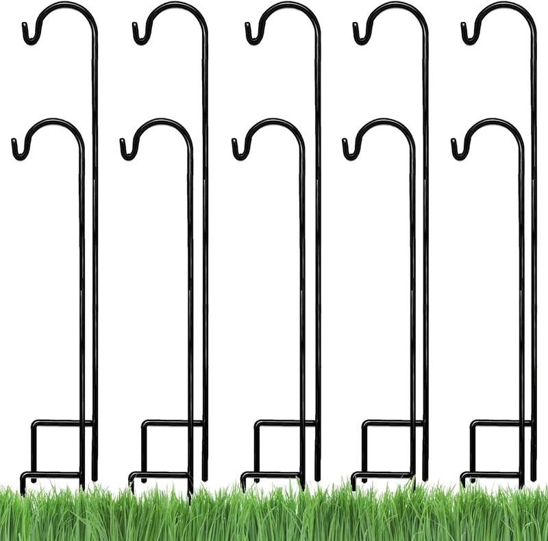 AshmanOnline Shepherds Hook 10 Pack Black, 35 Inches Tall, Made of Premium Metal for Hanging Solar Light, Bird Feeders, Mason Jars, Garden Stake and Wedding Decor - Image 1