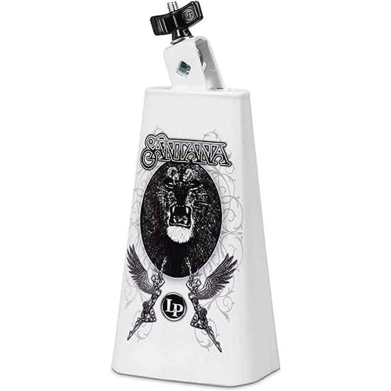 Latin Percussion Cowbell, White with Santana Lion IV Album Graphic Art, 8" (LP205-SNL)