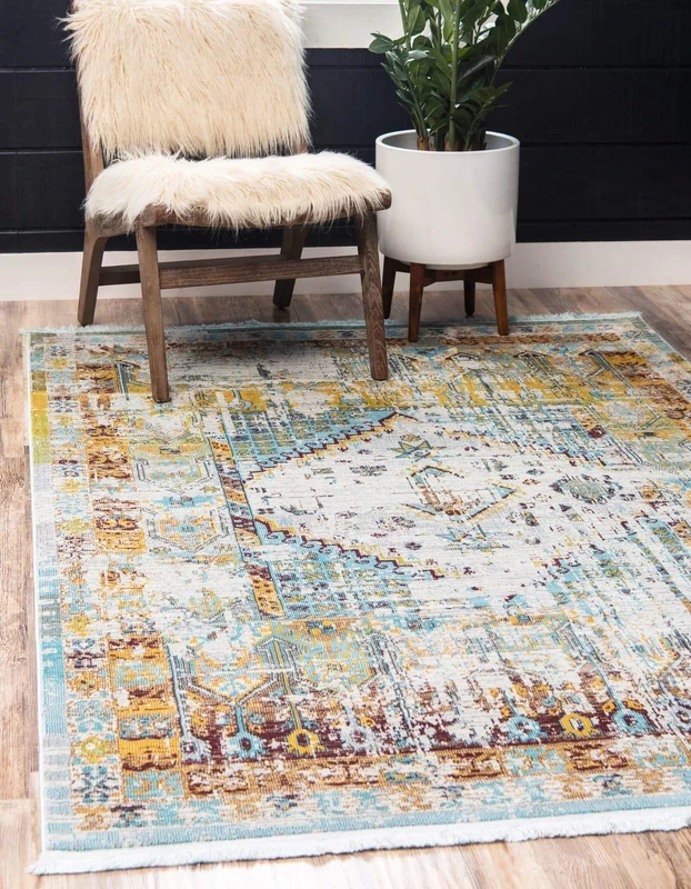 Unique Loom Baracoa Collection Area Rug - Cayo Hueso (8' 4" x 10' Rectangle, Light Blue/Beige)