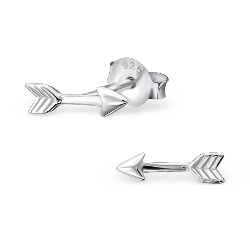 925 Sterling Silver Arrow Stud Earrings – Cute Symbol Jewellery for Women & Girls, Gift Boxed
