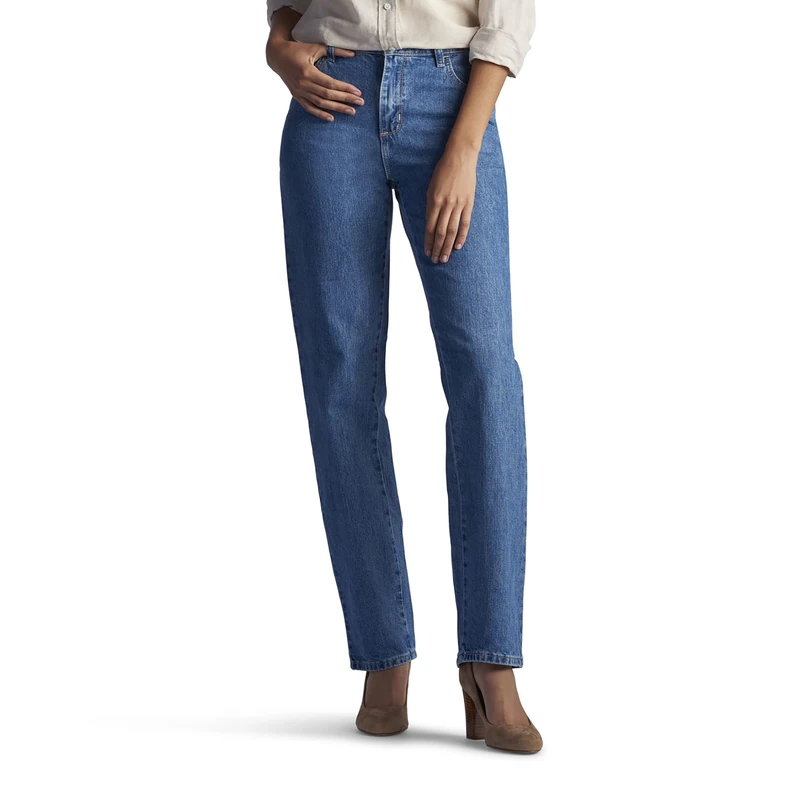 Lee Women's Relaxed Fit Straight Leg Jean, Aero Cotton, 14 Long