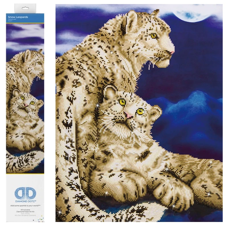 Diamond Dotz (DD12.004) - Diamond Embroidery Facet Art Kit - Snow Leopards - Image 1