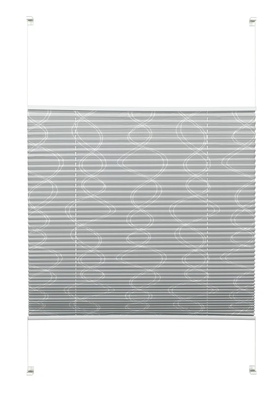 GARDINIA Pleated Blind Deco to be clamped or glued on, Opaque folding blind, All assembly parts included, EASYFIX Pleated Blind Decor, With two operating rails, Curl, Grey, 90 x 130 cm (WxH)