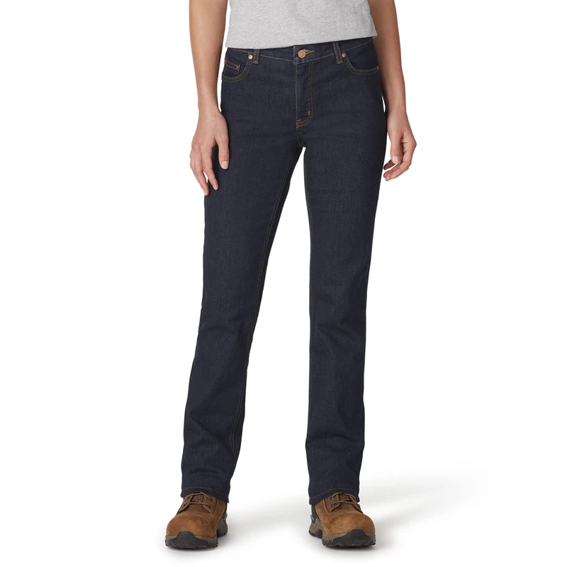 Dickies Womens FD146 Denim Straight Jeans, 10, Rinsed Indigo Blue