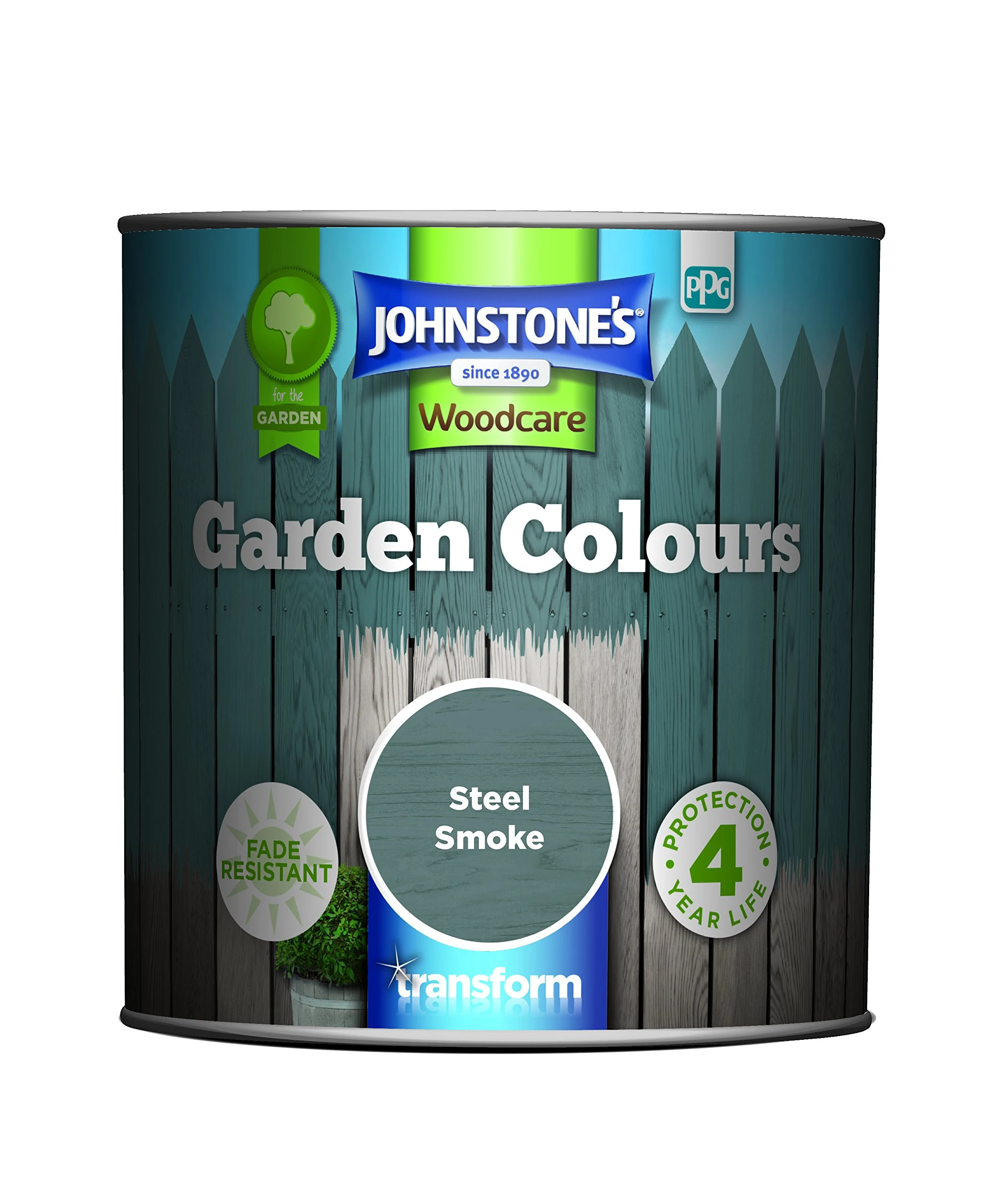 Johnstone’s - Garden Colours - Steel Smoke - Exterior Wood Paint - Fade Resistant - Suitable for Garden Furniture Outdoors - Fence Paint - Dry in 2 hours - 12m2 Coverage per Litre - 1L