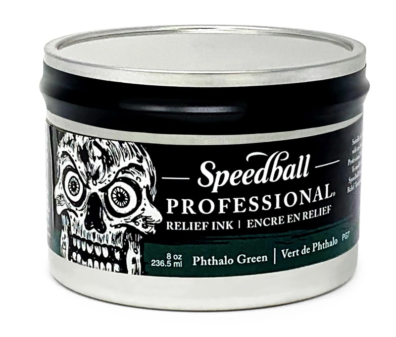 Speedball 8oz Professional Relief Ink Phthalo Green, For Block, Relief Printing, Linocut, Wood Cutting, Oil-Based