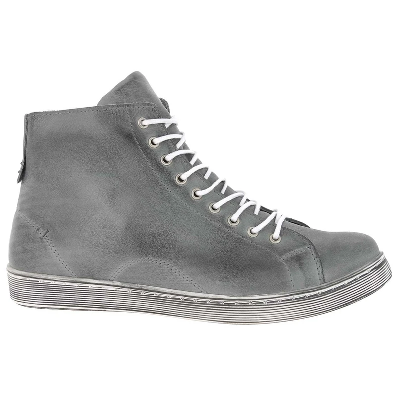 Andrea Conti 0341500 Women's High Top Trainers Lace-Up Leather Dynamic, Gray, 8.5 UK