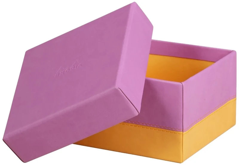 RHODIA 318981C - Set of 5 Lilac Nesting Boxes - Orange Saddle Stitching - Faux Leather Exterior - Rhodiarama Home Office Collection - Office Organization & Designer Storage