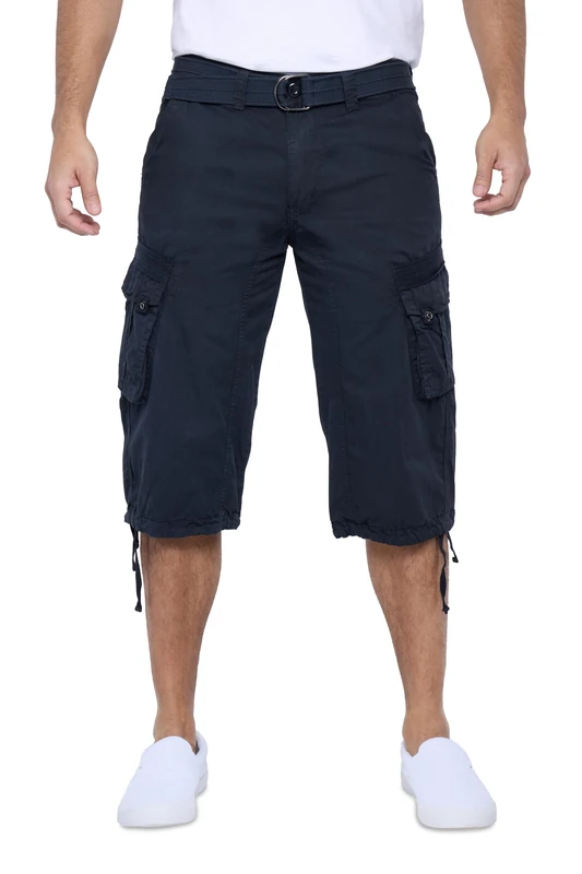 X RAY Men's Belted Long Cargo Shorts for Men, Below Knee Length Mens Cargo Shorts, 3/4 Pants (Big and Tall Shorts for Men), Navy, 30
