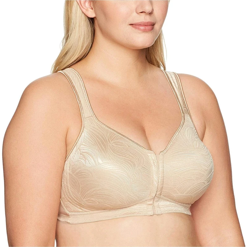Playtex Women's 18 Hour Front Close Wirefree Back Support Posture Full Coverage Bra Use525, Nude, 40DD