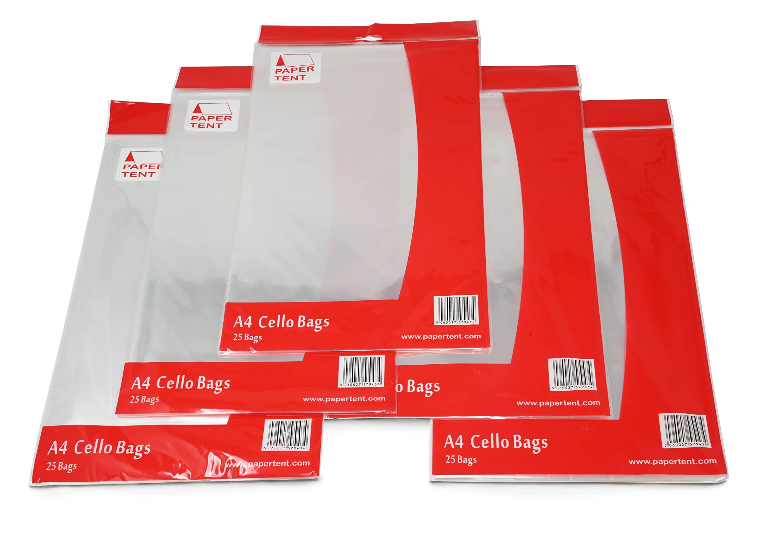 Papertent A4 Cello Bags, 40 Micron Thick, Qty 125 (5 PACKS x 25)