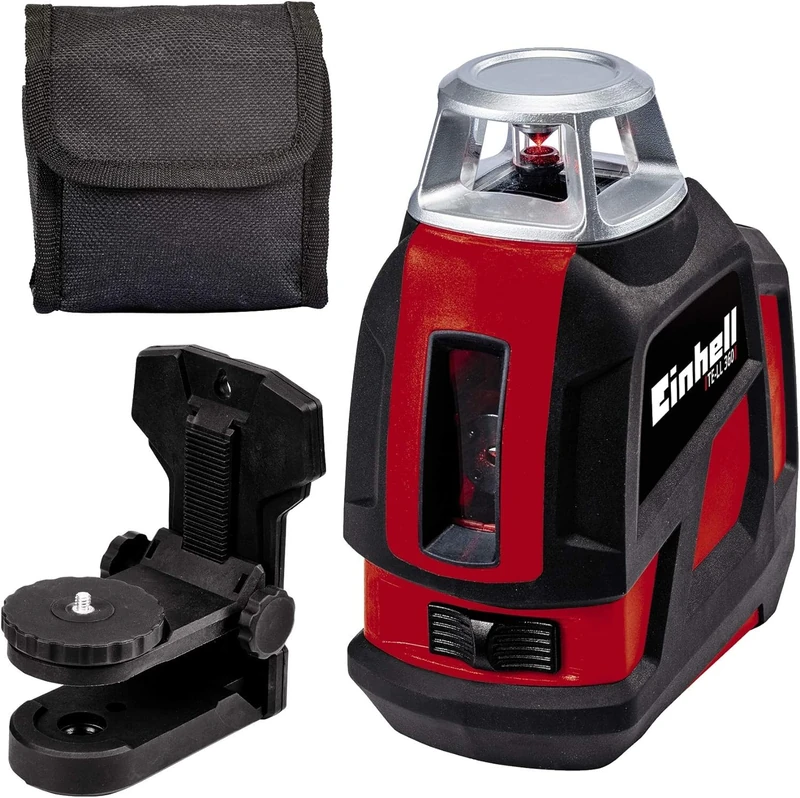 Einhell Cross Line Laser Level with Storage Case, Working Range of 20m, Digital Spirit Level, 360 Degree Horizontal And / Or Vertical Laser Line, Self-Levelling, LED Warning TE-LL 360