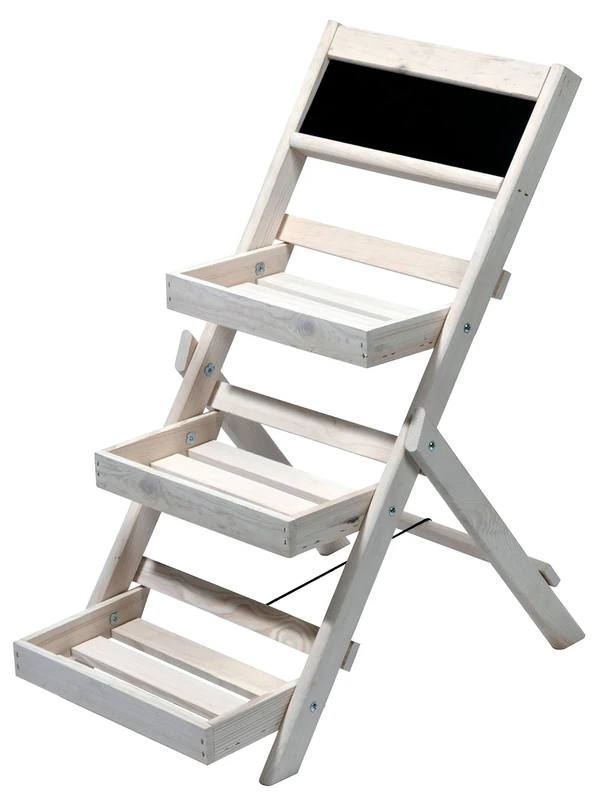 dobar flowers stairs, planting ladder with three steps for inside and outside, white, 38.5x49.5x69.0 cm, 29402FSC