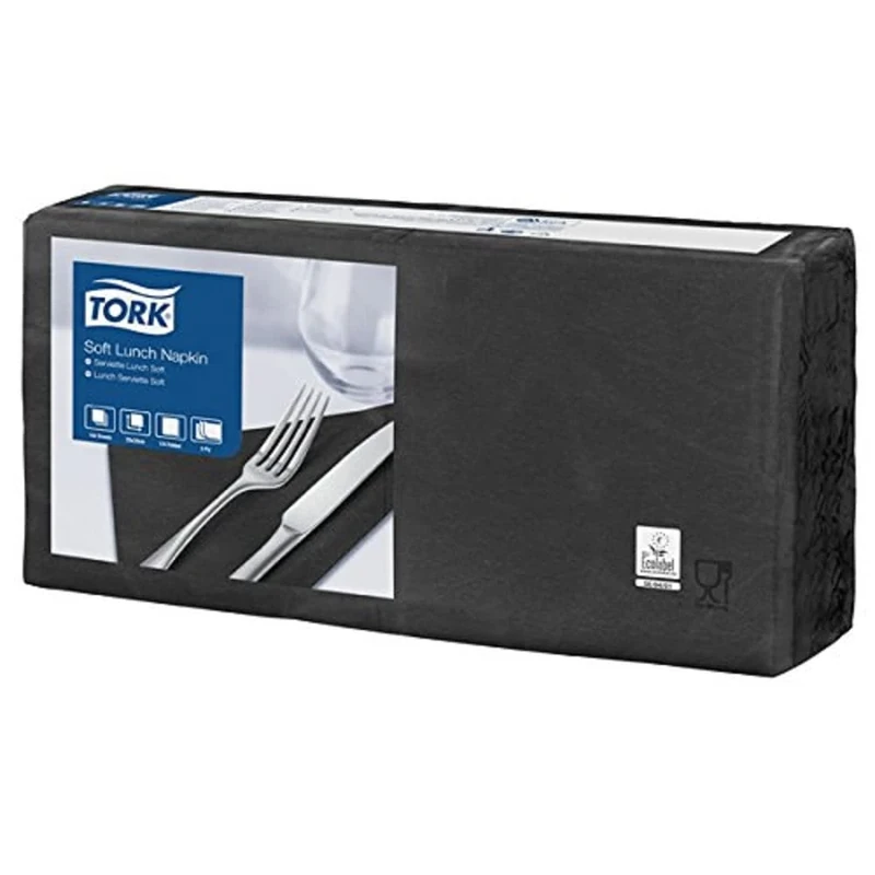 Tork 477864 Soft lunch napkin, 33x33 cm, 3-ply, 1/4 fold, 1X150, black