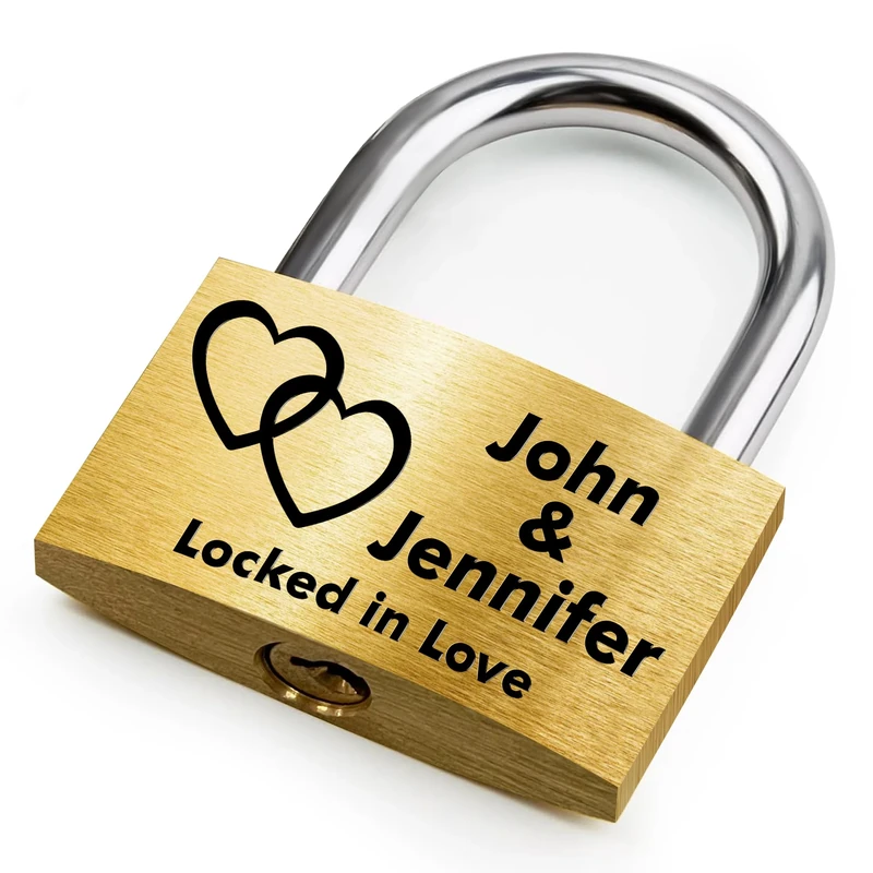 Personalised Engraved Padlock, Heart Padlock for Wedding, Anniversary, Valentine's, Travel, Love Locks with 3 Keys & Gift Box for Lovers(Linked Hearts)
