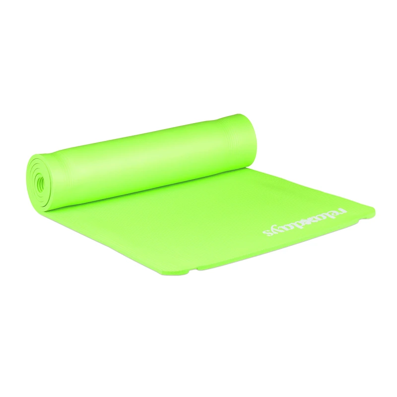 Relaxdays Yoga Mat, 1 cm Thick Training Mat, for Pilates and Aerobics, HxWxD: 1 x 61.5 x 182 cm, Green