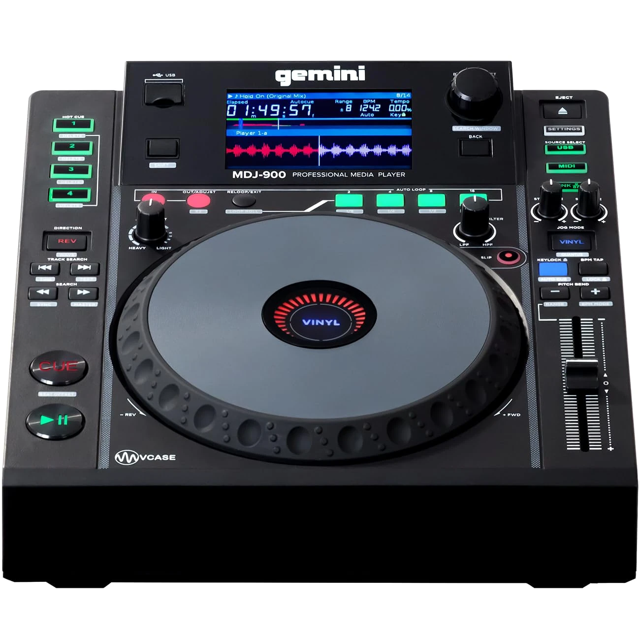 Gemini Sound Mdj-900 - Professional USB Media Player With Large 8” Screen And Touch-Sensitive Jog Wheel