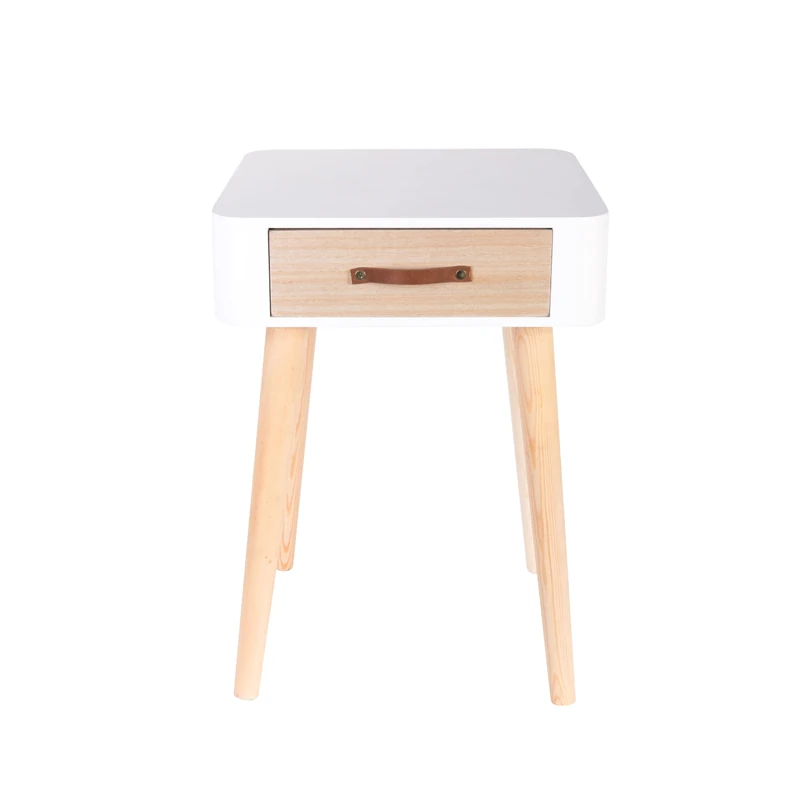 THE HOME DECO FACTORY HD 37x37x37.5 cm MDF Wooden 1 Drawer Bedside, white, 37x37x37.5 cm