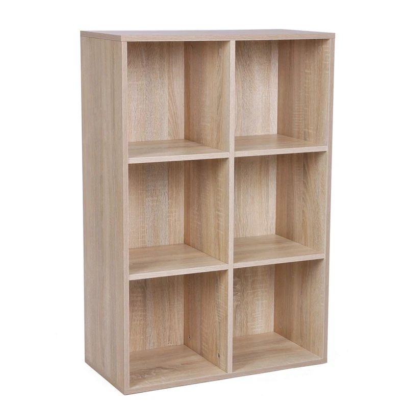 VASAGLE Bookcase, Bookshelf, Storage Shelf with 6 Compartments, Standing Shelf, Cube Shelf, for Living Room, Home Office, Dinning Room, Oak Colour LBC203H