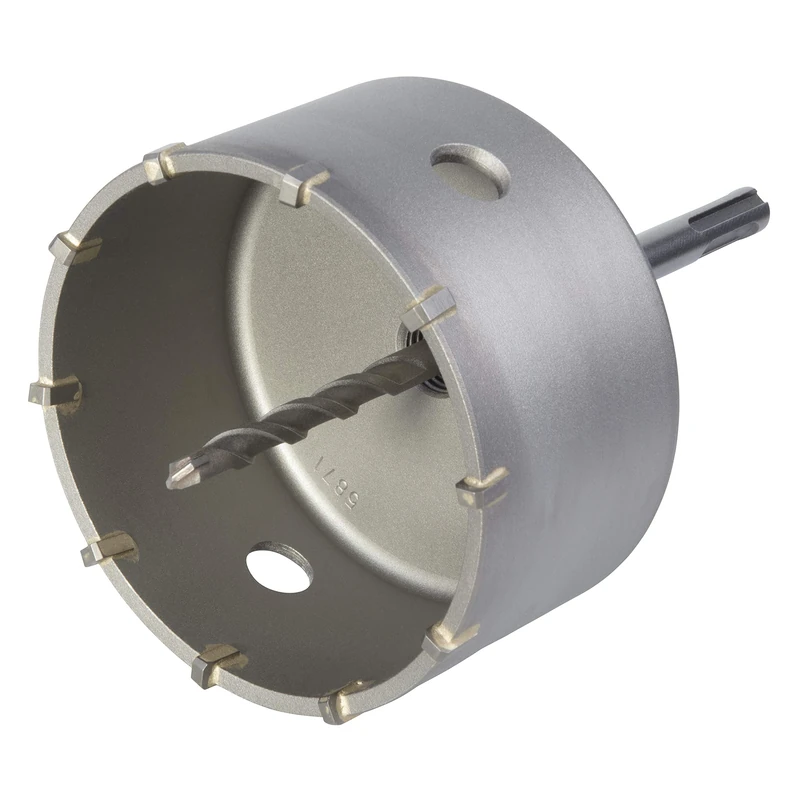 wolfcraft Annular Bit, Tungsten Carbide Tipped, with SDS Plus Mandrel I 5490000 I for Electrical and Plumbing installations in Concrete, Brick Walls and Stone; Cutting Depth 46 mm