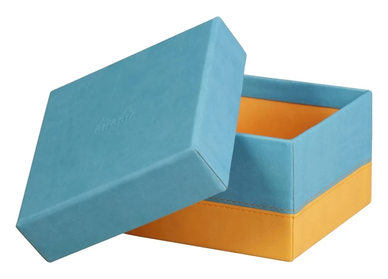 RHODIA 318887C - Set of 5 Turquoise Nesting Boxes - Orange Saddle Stitching - Faux Leather Exterior - Rhodiarama Home Office Collection - Office Organization & Designer Storage