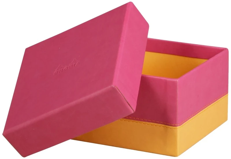 RHODIA 318982C - Set of 5 Raspberry Nesting Boxes - Orange Saddle Stitching - Faux Leather Exterior - Rhodiarama Home Office Collection - Office Organization & Designer Storage