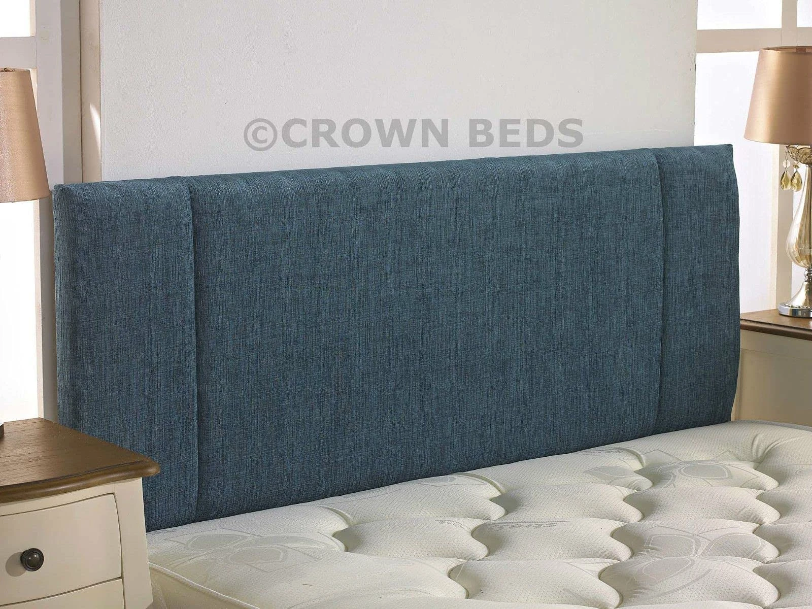 CROWNBEDSUK QUALITY PORTOBELLO CHENILLE HEADBOARD 2ft6,3ft,4ft,4ft6,5ft,6ft (4FT6 DOUBLE, Aqua)