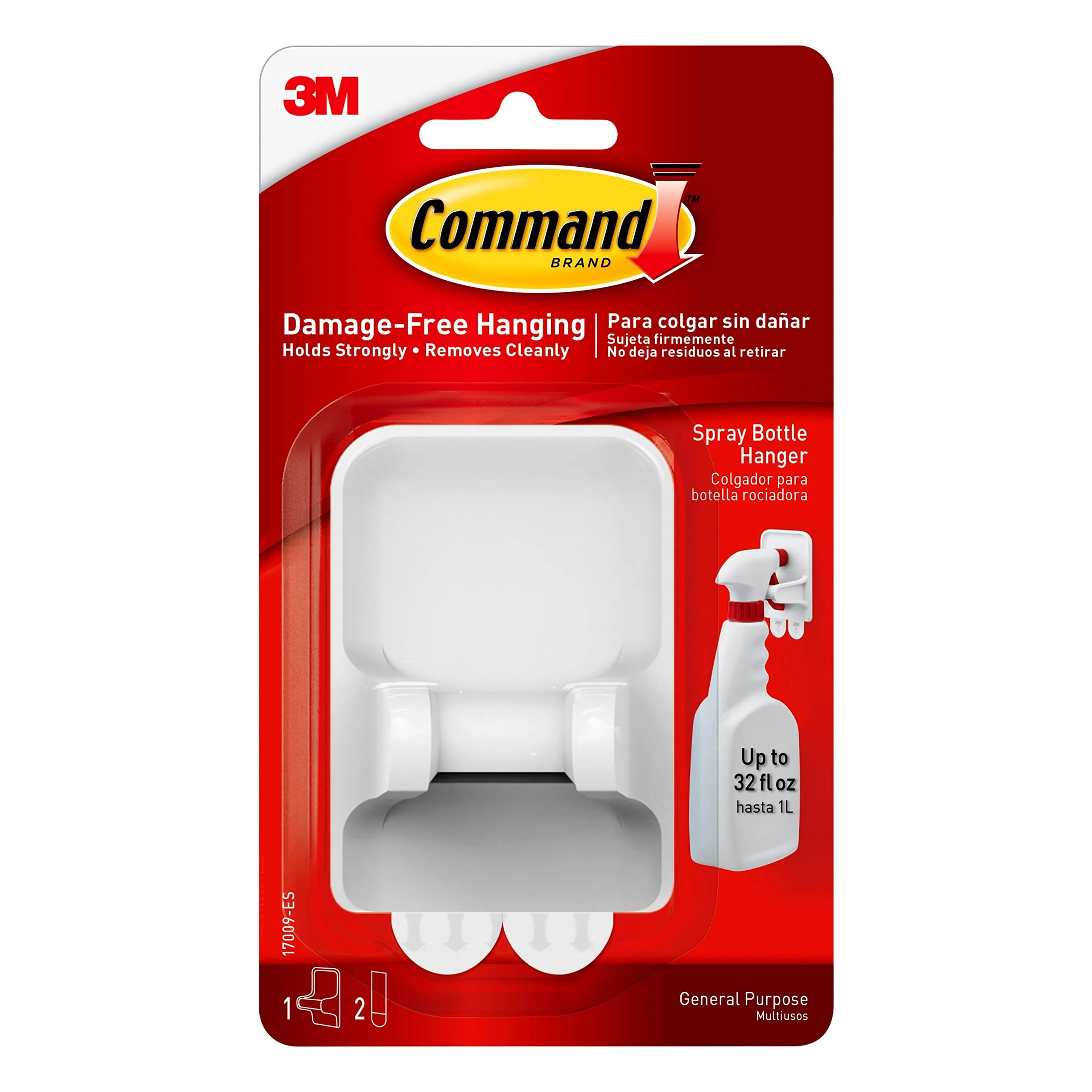 Command 17009 Grippers and Hangers: Spray Bottle Hanger (White), Damage Free Simple Cupboard Accessory, Organiser for Hanging Spray Bottles