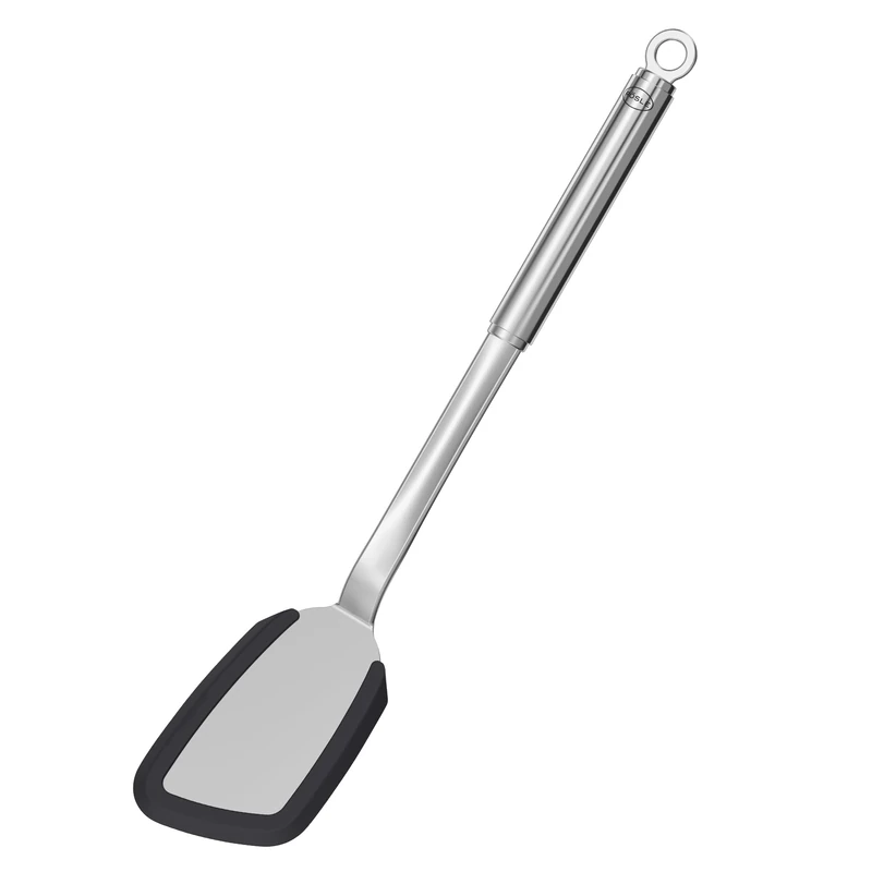 RÖSLE Silicone Spatula, High-Quality Spatula with Silicone Rim and Round Handle, 18/10 Stainless Steel, Dishwasher Safe, 36 x 7 x 3.5 cm, Black - Image 1