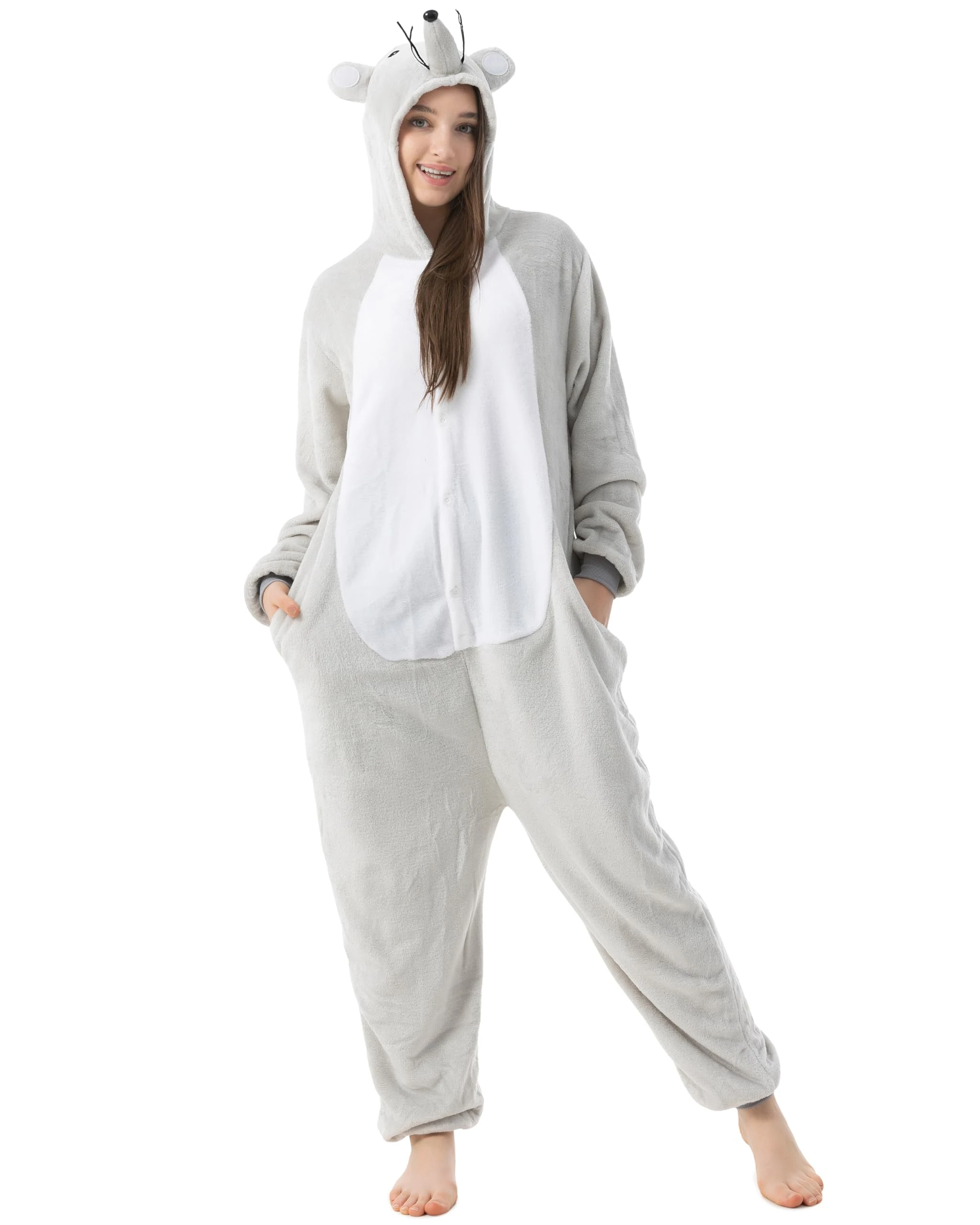 Katara 1744 Funny Mouse Pyjamas For Slumber Parties or Birthdays, Unisex Fancy Dress Overall - Size S