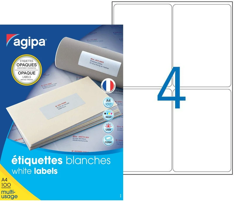 Agipa 102420 Opaque Shipping Address Labels 99.1 x 139 MM