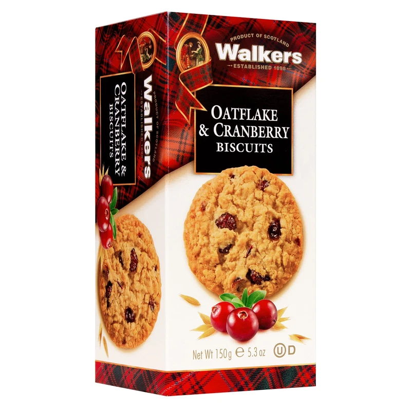 Walker's Shortbread Oatflake & Cranberry Biscuits – Traditional Scottish Recipe, 150 g (Pack of 12)