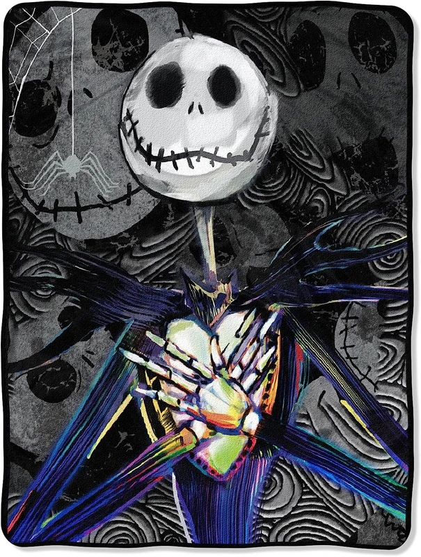 Disney NORTHWEST Nightmare Before Christmas Micro Raschel Throw Blanket, Ultra Soft Throw, 46 x 60 Inches, Dark Creep