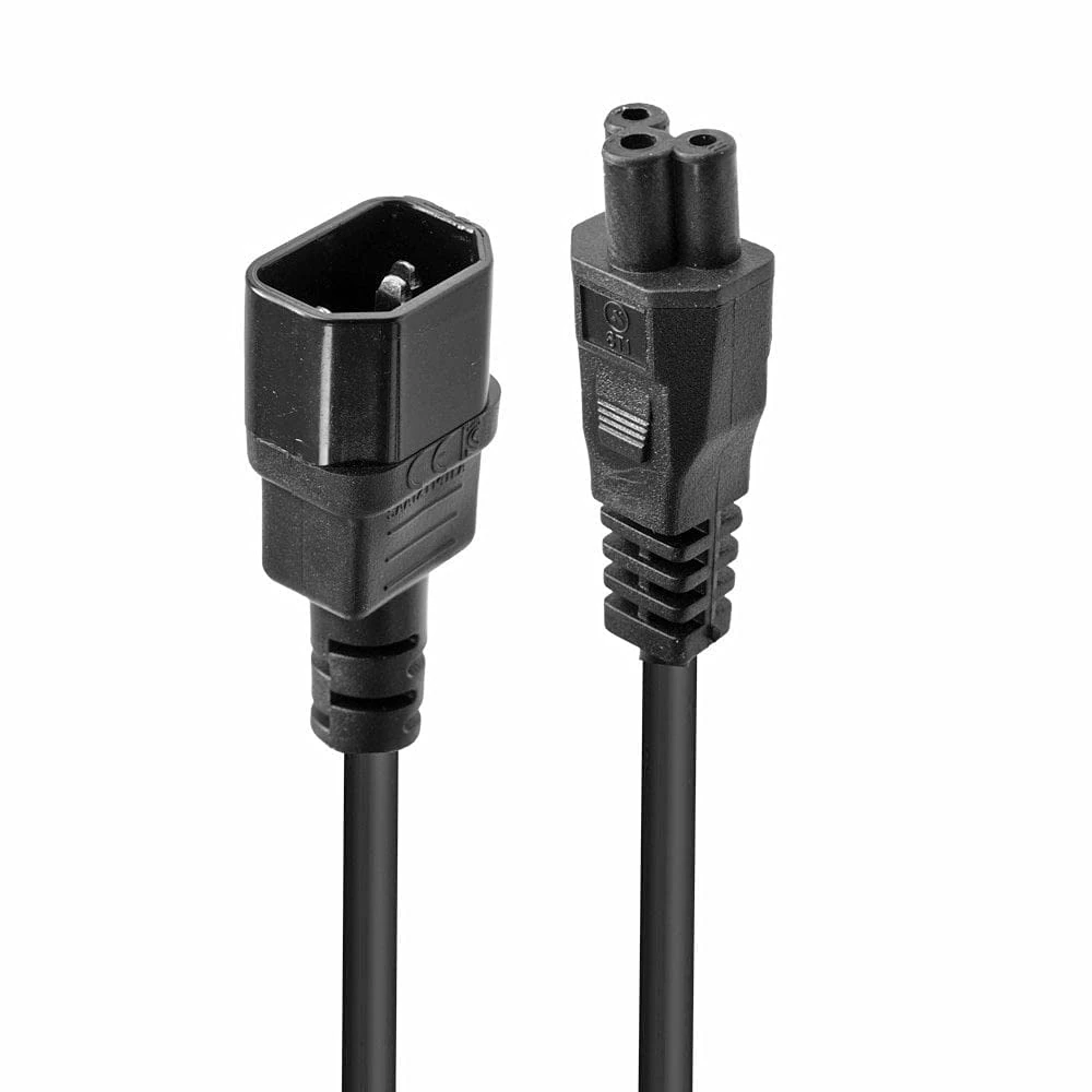 Lindy 3m IEC C14 to IEC C5 Extension Power Cable/Cloverleaf Lead, Black
