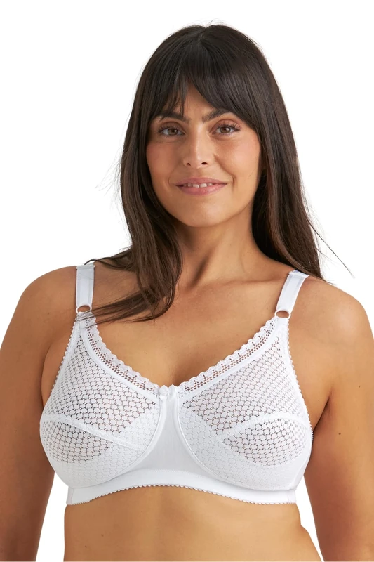 Miss Mary of Sweden Cotton Dots Women's Non-Wired Supportive Bra with Pattern White 50I