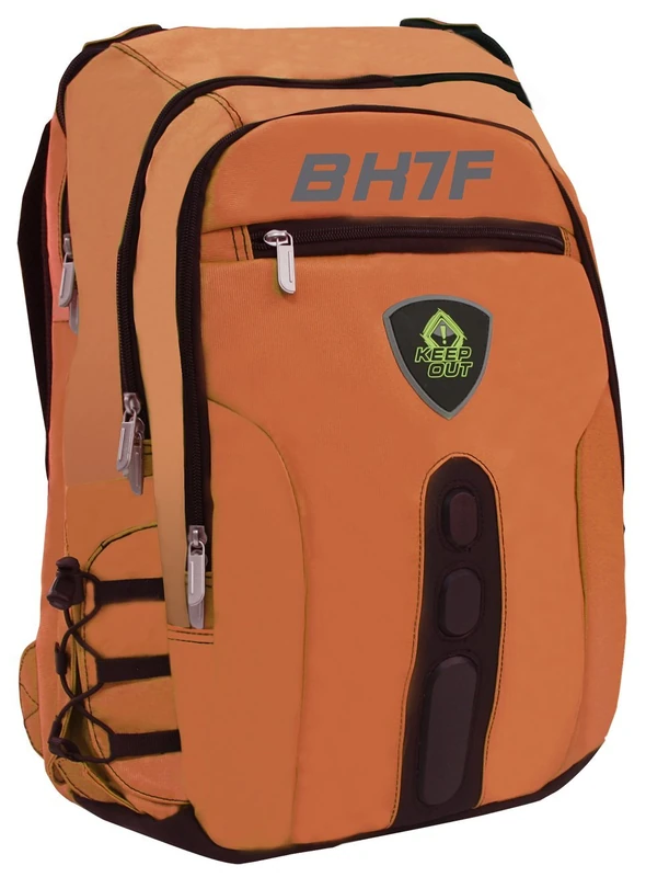 KEEP OUT Keepout BK7 F False Leather Black/Orange Backpack - Backpacks (Fake Leather, Nylon, Black/Orange, Monotonous, Unisex, 39.6 cm (15.6), Front Pocket, Side Pocket)