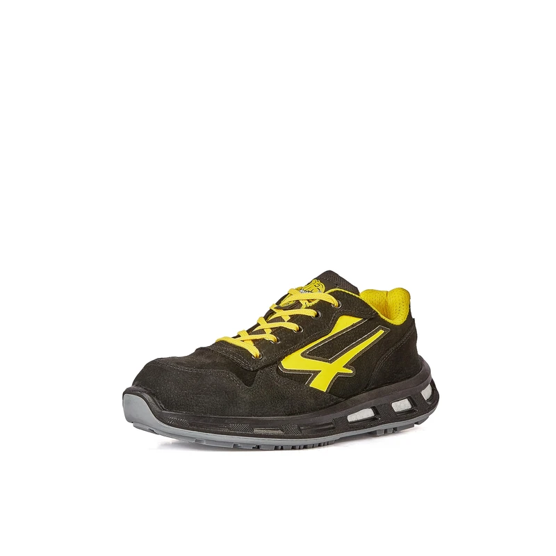U-Power Red Lion Bolt, Unisex Safety Shoes, Lightweight, Flexible, Anti Puncture Leather Trainers, with Infinergy Insert, with Aluminium Toe Caps (Black&Yellow 42)